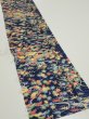 Photo2: 4L08z40  Japanese Kimono Silk  FABRIC Flowers Navy 58.3x7.5 (2)