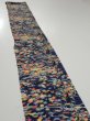 Photo3: 4L08z40  Japanese Kimono Silk  FABRIC Flowers Navy 58.3x7.5 (3)