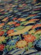 Photo4: 4L08z40  Japanese Kimono Silk  FABRIC Flowers Navy 58.3x7.5 (4)