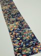 Photo2: 4L09z50  Japanese Kimono Silk  FABRIC Flowers Navy 80.3x6.7 (2)