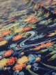 Photo5: 4L09z50  Japanese Kimono Silk  FABRIC Flowers Navy 80.3x6.7 (5)