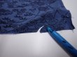 Photo6: 4L03z110  Japanese Kimono Crepe Silk  FABRIC Flowers Indigo 64.6x13.8 (6)