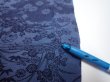 Photo6: 4L04z100  Japanese Kimono Crepe Silk  FABRIC Flowers Indigo 64.6x13.8 (6)