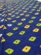 Photo5: 4L09z50  Japanese Kimono Silk  FABRIC Shibori Navy 78.7x7.1 (5)