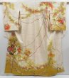 Photo1: 3725T02z820 Vintage Japanese Kimono Silk TSUKESAGE Flowers Off-white (1)