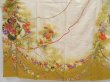 Photo5: 3725T02z820 Vintage Japanese Kimono Silk TSUKESAGE Flowers Off-white (5)