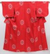 Photo1: 3725T13z570 Vintage Japanese Kimono Silk MEISEN Flower Red (1)