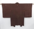 Photo3: 3725T14z430 Vintage Japanese Kimono Silk HAORI Flower Dark brown (3)