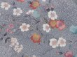 Photo6: 3726T02z930  Japanese Kimono Silk KOMON Sakura Gray (6)