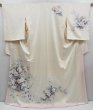 Photo1: 3726T03z940  Japanese Kimono Silk TSUKESAGE Flower cart Off-white (1)