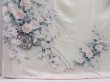 Photo6: 3726T03z940  Japanese Kimono Silk TSUKESAGE Flower cart Off-white (6)