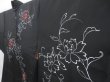 Photo2: 3726T06z650 Vintage Japanese Kimono Silk HAORI Flower Black (2)