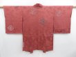 Photo1: 3726T07z570 Vintage Japanese Kimono Silk HAORI Flowers Dark coral (1)