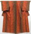 Photo1: 3802T01z700 Vintage Japanese Kimono Silk TSUMUGI Hemp Dark orange (1)