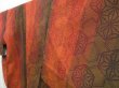 Photo2: 3802T01z700 Vintage Japanese Kimono Silk TSUMUGI Hemp Dark orange (2)