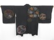 Photo1: 3813T04z500 Vintage Japanese Kimono Silk HAORI Flowers Black (1)