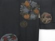 Photo3: 3813T04z500 Vintage Japanese Kimono Silk HAORI Flowers Black (3)