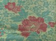 Photo6: 3813T13z580 Vintage Japanese Kimono Silk KOMON Flowers Olive green (6)