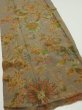 Photo2: 2L05z80  Japanese Kimono Silk  FABRIC Flowers Brown-Gray 62.2x14.2 (2)