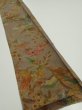 Photo2: 2L08z40  Japanese Kimono Silk  FABRIC Flowers Brown-Gray 59.1x7.5 (2)