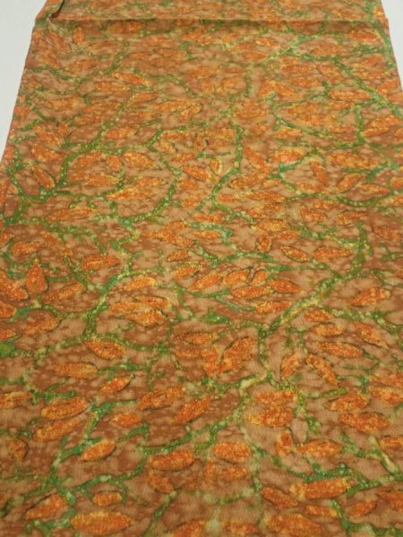 Photo1: 2L02z70  Japanese Kimono Silk  FABRIC Branch Orange-Brown 43.3x14.6 (1)