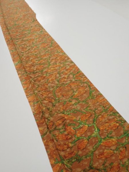 Photo1: 2L07z50  Japanese Kimono Silk  FABRIC Branch Orange-Brown 60.6x7.5 (1)