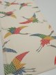 Photo2: 2K01z  Japanese Kimono Silk  FABRIC Crane Off-white (2)