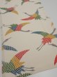 Photo2: 2K02z80  Japanese Kimono Silk  FABRIC Crane Off-white 59.8x14.2 (2)