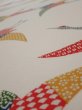 Photo4: 2K02z80  Japanese Kimono Silk  FABRIC Crane Off-white 59.8x14.2 (4)