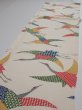 Photo3: 2K06z90  Japanese Kimono Silk  FABRIC Crane Off-white 65.4x13.8 (3)