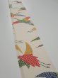 Photo3: 2K07z30  Japanese Kimono Silk  FABRIC Crane Off-white 43.3x6.7 (3)