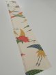 Photo5: 2K07z30  Japanese Kimono Silk  FABRIC Crane Off-white 43.3x6.7 (5)