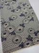 Photo2: 2K02z50  Japanese Kimono Silk  FABRIC Chrysanthemum Navy 40.2x14.0 (2)