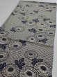 Photo3: 2K02z50  Japanese Kimono Silk  FABRIC Chrysanthemum Navy 40.2x14.0 (3)