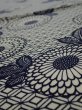 Photo4: 2K02z50  Japanese Kimono Silk  FABRIC Chrysanthemum Navy 40.2x14.0 (4)