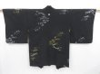 Photo1: 3815T07z640 Vintage Japanese Kimono Silk HAORI Stream Black (1)