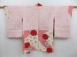 Photo8: 3815T09z490 Vintage Japanese Kimono Silk HAORI Chrysanthemum Pink (8)