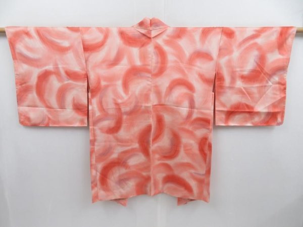 Photo1: 3820T07z560 Vintage Japanese Kimono Silk HAORI  Coral pink (1)