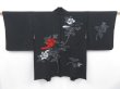 Photo1: 3822T04z670 Vintage Japanese Kimono Silk HAORI Flower Black (1)