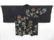 Photo1: 3822T06z540 Vintage Japanese Kimono Silk HAORI Flower Black (1)