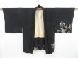 Photo5: 3822T06z540 Vintage Japanese Kimono Silk HAORI Flower Black (5)