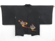 Photo1: 3822T12z570 Vintage Japanese Kimono Silk HAORI Ship Black (1)