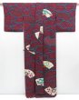 Photo8: 3827T05z700 Vintage Japanese Kimono Silk KOMON Jigami Wine red (8)