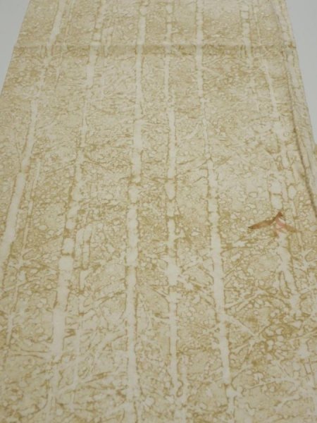 Photo1: 2U02z50  Japanese Kimono Silk  FABRIC Grove Light olive 42.5x14.4 (1)