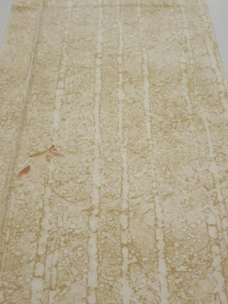 Photo1: 2U06z80  Japanese Kimono Silk  FABRIC Grove Light olive 63.8x14.4 (1)