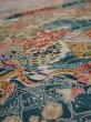 Photo4: 2U01z60  Japanese Kimono Silk  FABRIC Royal cart Light cream 42.5x14.6 (4)