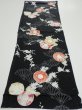 Photo5: 2T02z50  Japanese Kimono Silk  FABRIC Hand drum Black 44.1x14.2 (5)