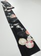 Photo5: 2T09z50  Japanese Kimono Silk  FABRIC Hand drum Black 85.8x6.5 (5)