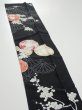 Photo3: 2T10z30  Japanese Kimono Silk  FABRIC Hand drum Black 39.4x6.7 (3)