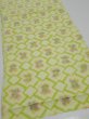 Photo2: 2T01z60  Japanese Kimono Silk SHIBORI FABRIC  Yellow green 43.3x14.2 (2)